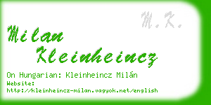milan kleinheincz business card